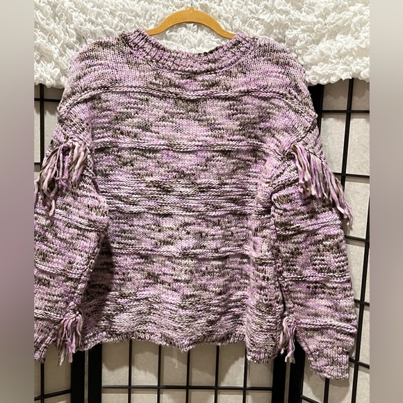 JESSICA SIMPSON Aamina Purple Knit Cardigan with Fringe, PLUS SIZE 2X - Picture 6 of 11